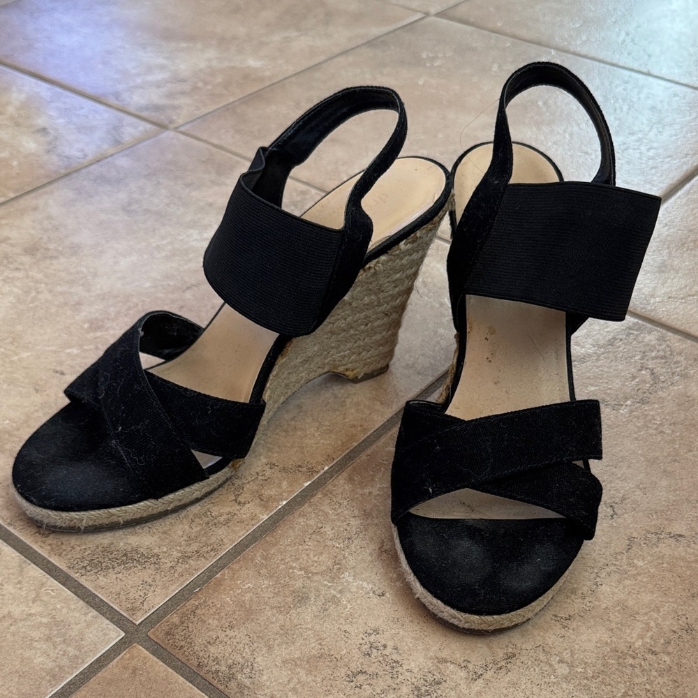 Dress Barn Black Espadrille Wedges